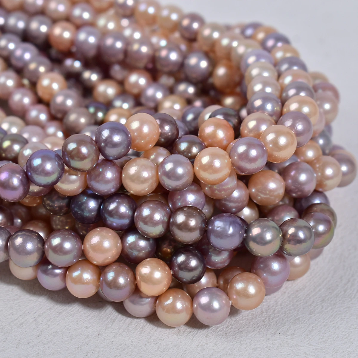 18-Inch Natural Tahitian Rice Black Pearl Necklace - 9-10mm Baroque Pearls, Silver Plated