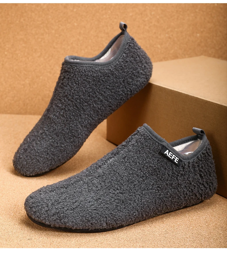 YRZL Winter Baumwolle Schuhe Männer Warm Slip auf Leichte Winter Hausschuhe Männer Plüsch Indoor Hause Baumwolle Loafer Männer Warme Schuhe – Detail 10
