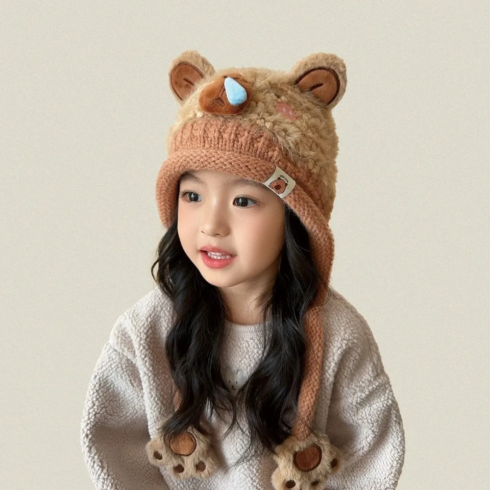 Warm Toddler's Knitted Hat Thickened Coldproof Baby Ear Protection Cap Breathable Soft Capybara Beanie Caps Cold Weather Wear