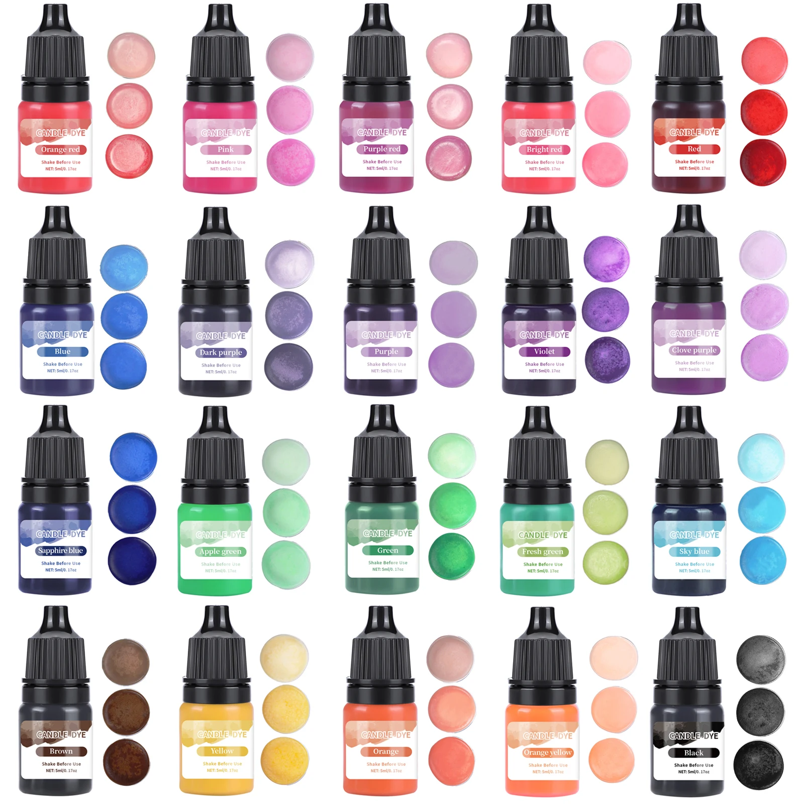 Candle Dyes Pigment Soy Candle Wax Pigment Candle Dyes Kit 5ml/Bottle Candle Wax Pigment Colorant Non-Toxic Soy Candle Wax Pigment Liquid Dye Soy DIY Soap Dyes Making Supplies