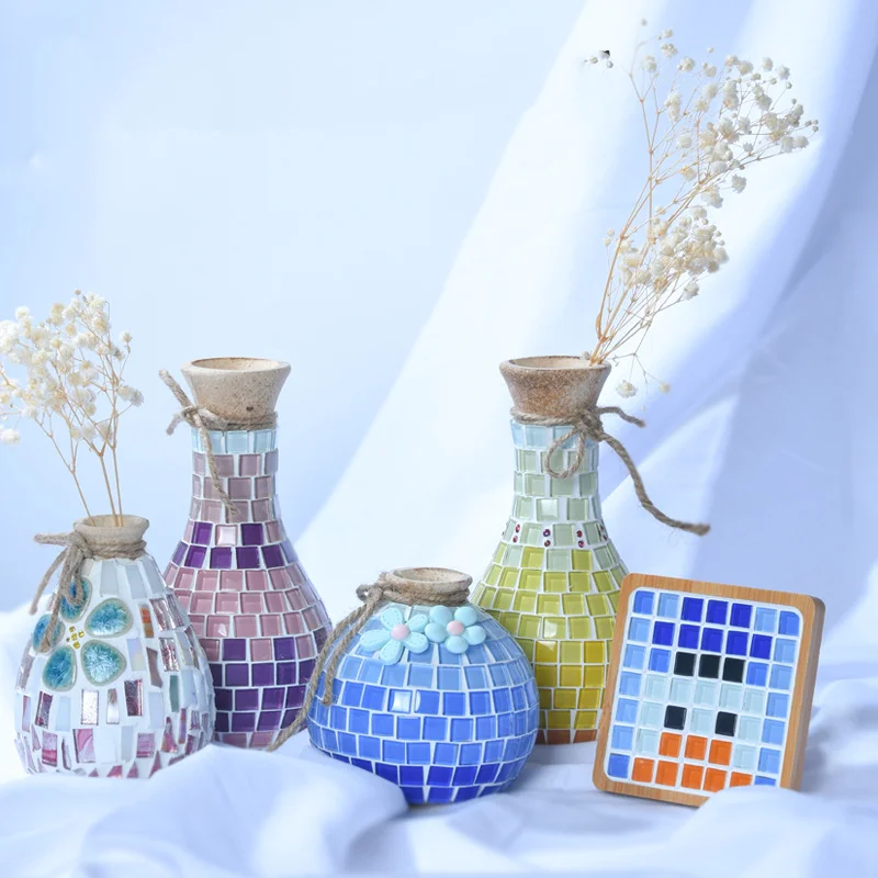 

100pcs Square Mosaic Tiles Multicolor DIY Mosaic Stones for Craft Hobby Arts Wall Bottle Decoration