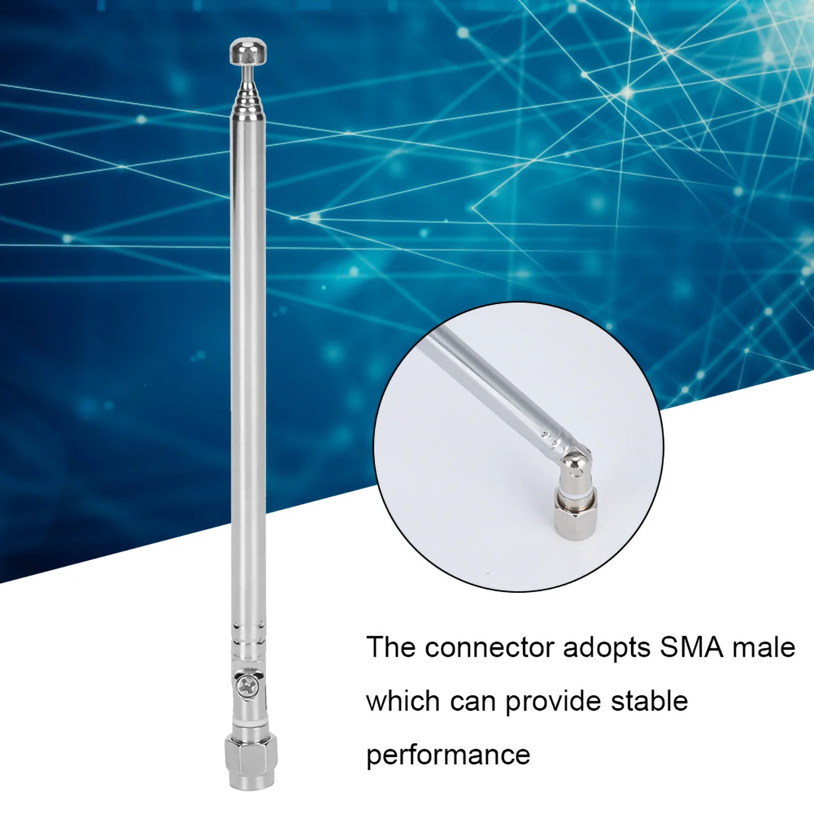 Antenne télescopique SMA mâle 40MHz-6G pour radio LimeSDR