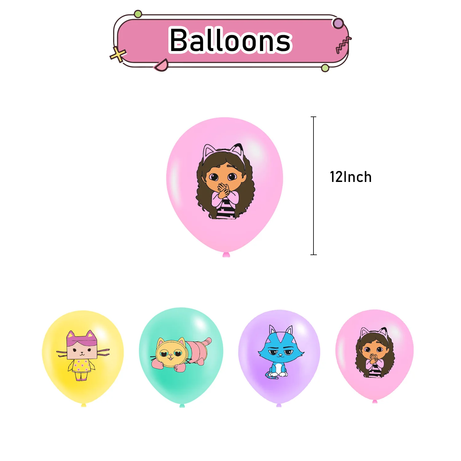 Cartoon Gabby s Dollhouse Thème Enfants Fête D'anniversaire Décor Kit  Ballons Suspendus Bannières Ensemble 