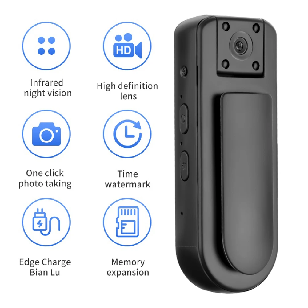 HD 1080P Wearable Worn Bodycam Night Vision WiFi Portable Small Personal Camcorder with Audio & Video Recording Body Worn Cam
