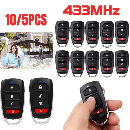 10/5pcs ABCD / Lock Unlock 4Button 433MHz Metal Push Button Remote Control Transmitter Universal 4 Buttons Garage Door Opener