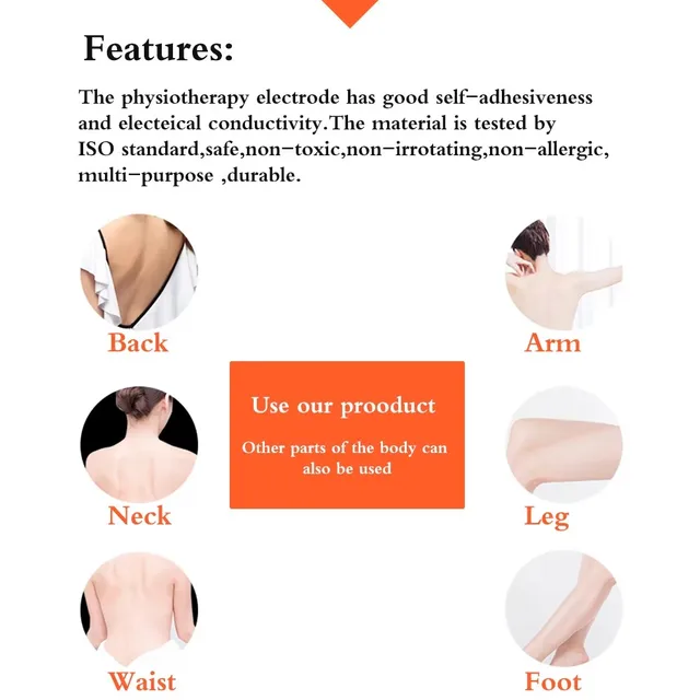Tens Electrodes Pad EMS Electric Muscle Stimulator Patch Reusable Replaceable Non Woven Fabric Self-adhesive Massager Stickers 5