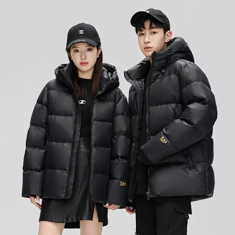 2023 Black gold and white eiderdown down jacket Winter new windproof, warm and thick short down jacket for men and women couples