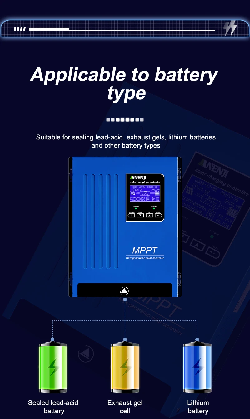 100A MPPT Solar Charging Controller 12V/24V/48V Battery Charger Automatic Maximu