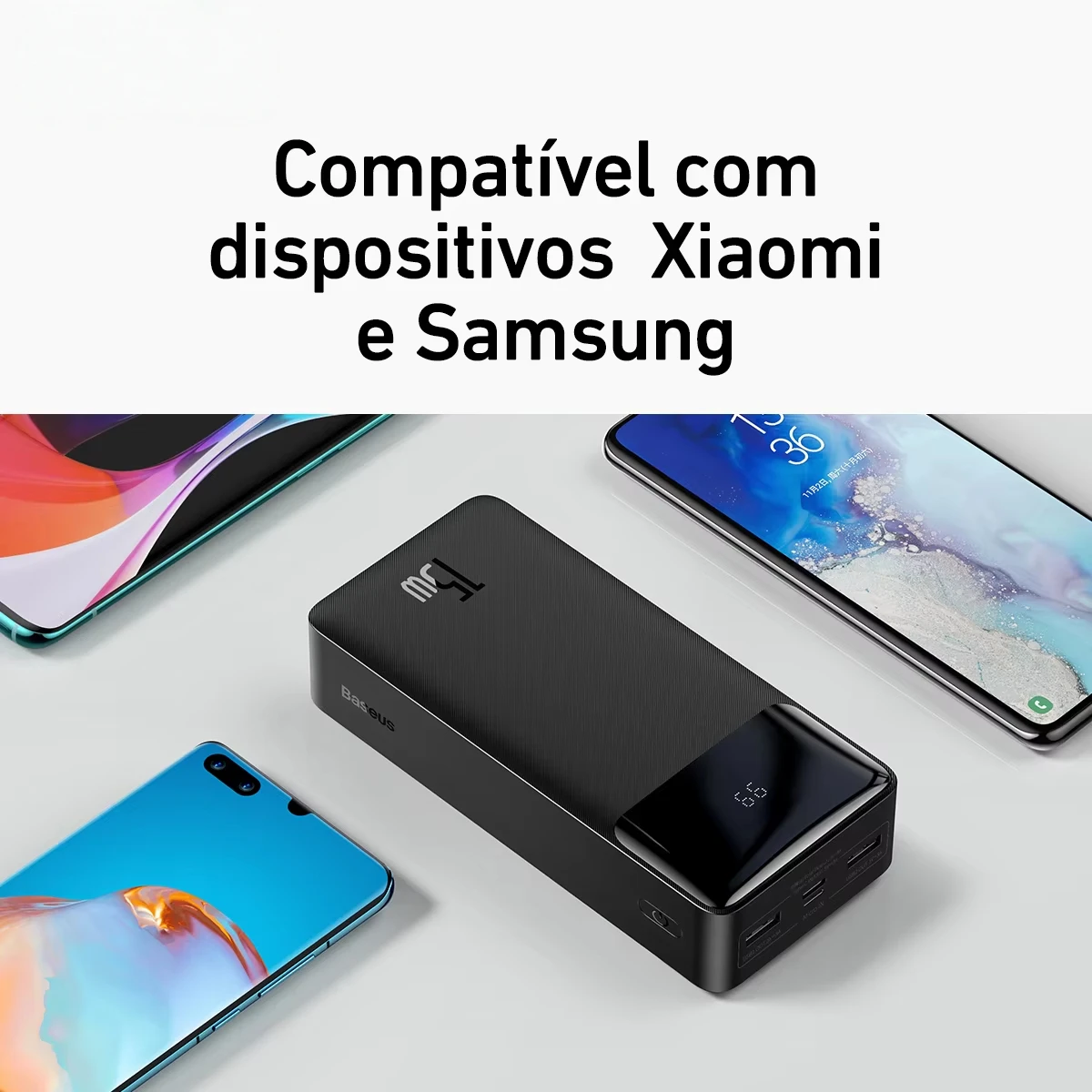 Powerbank Baseus 30000mah 15w Display Digital Carga Rápida Carregador Portátil Recarregável USB Alta Resistencia - Imagem 6