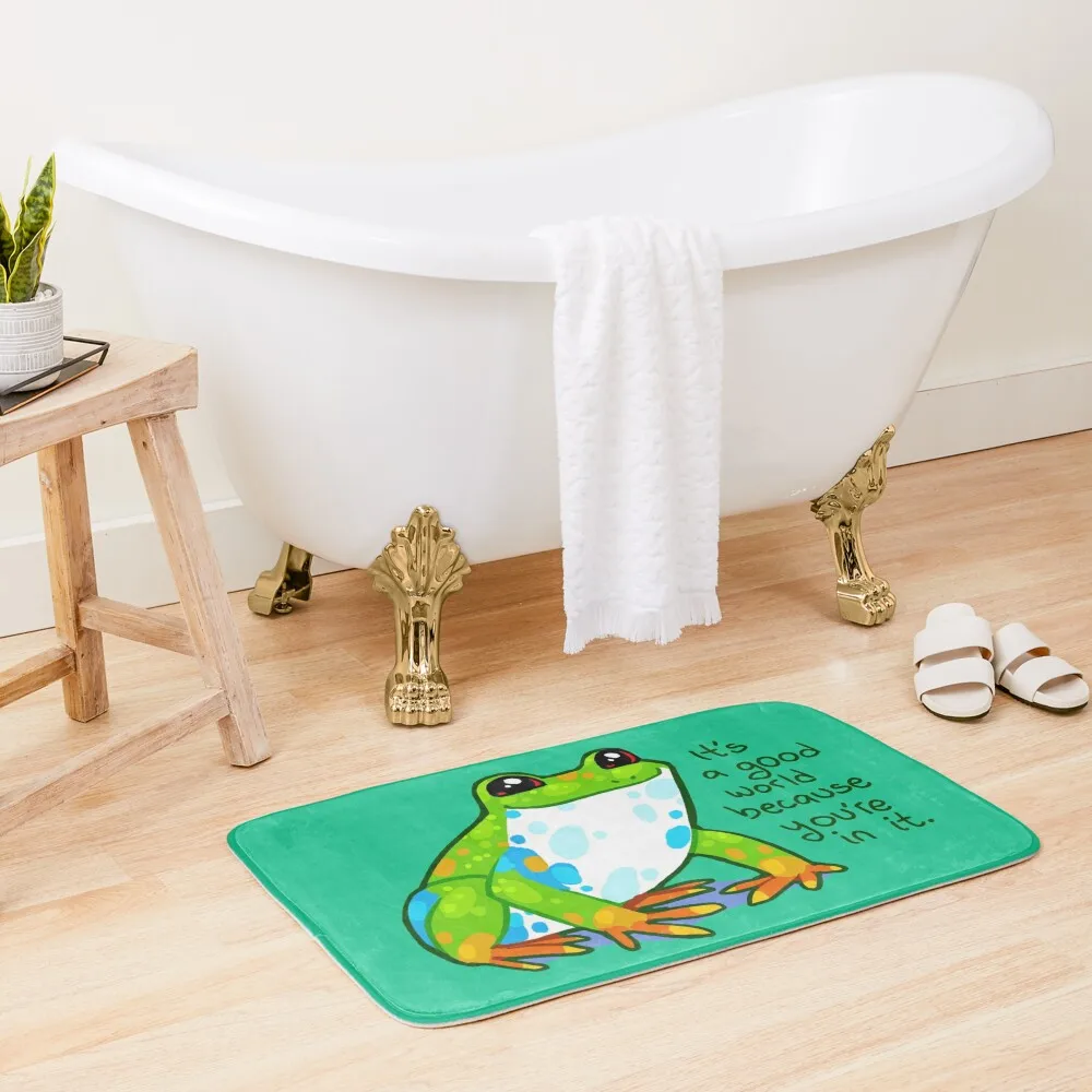 

It's a good world because you're in it Frog Bath Mat Carpet Carpet Carpet Toilet Floor Bathroom Supplies Mat