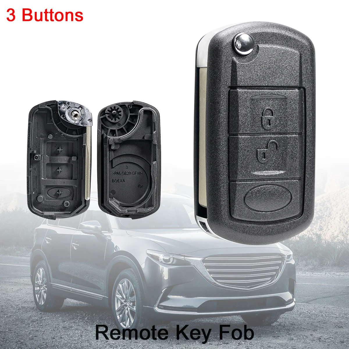 3 Buttons Car Key Fob Case Shell Replacements Flip Folding Remote Cover for LAND ROVER Range Rover Sport LR3 Discovery