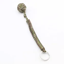 Enhanced Self-Defense Keychain with Braided Monkey Fist Design (BPA080-Green Camo)