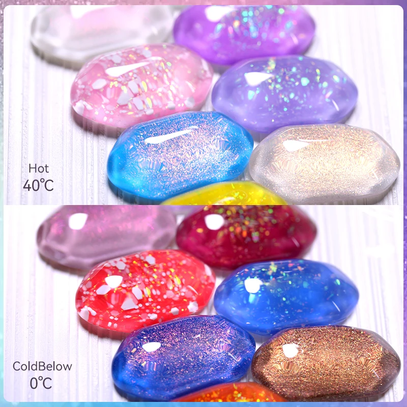 LILYCUTE Color Changing Auroras Thermal Gel Nail Polish Nude Purple Glitter Sparking Long Lasting Manicure Nails Art Gel Varnish 3