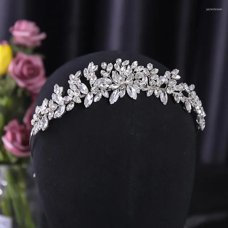 

Headpieces Wedding Bridal Headband Handmade Rhinestone Crystal Flower Hairband Tiara For Women Hair Accessories Jewelry