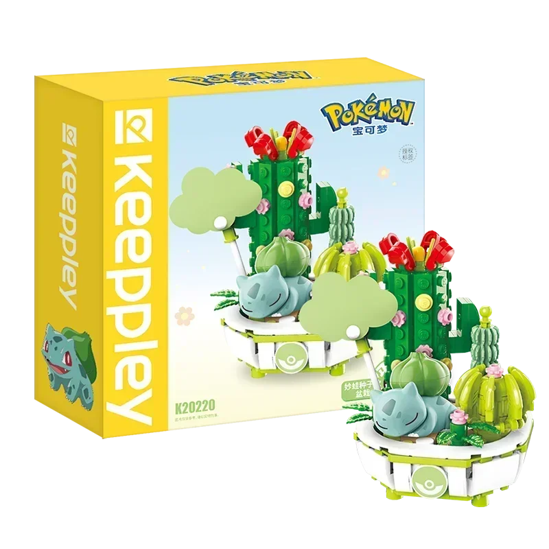 Keeppley Pokemon Building Block Pikachu Charmander Squirtle Model Toy Home Decoration Plant Potted Flower Brick Toy Child Gift