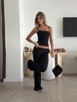 Haut court sexy et moulant pour femme, chic, uni, sans manches, épaules dénudées, dos nu, style bodycon, pour l'été, les vacances et le streetwear 2026 2