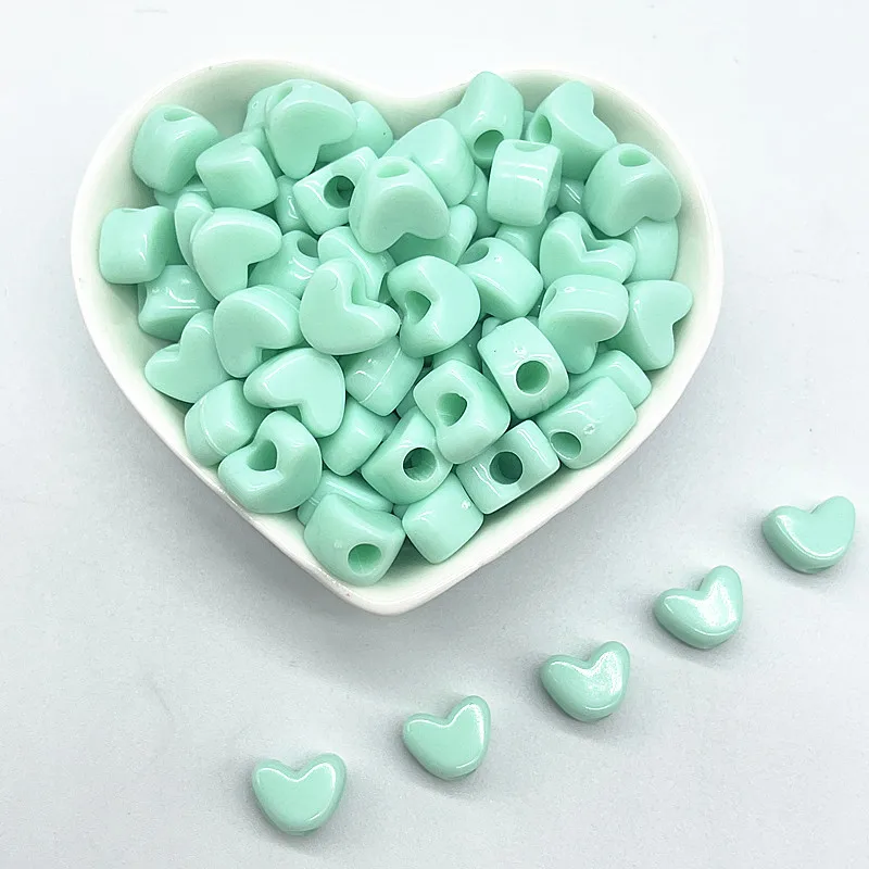 새로운 30pcs 11mm 사탕 색상 큰 구멍 하트 모양의 아크릴 느슨한 스페이서 비즈 쥬얼리 만들기 DIY 의류 액세서리