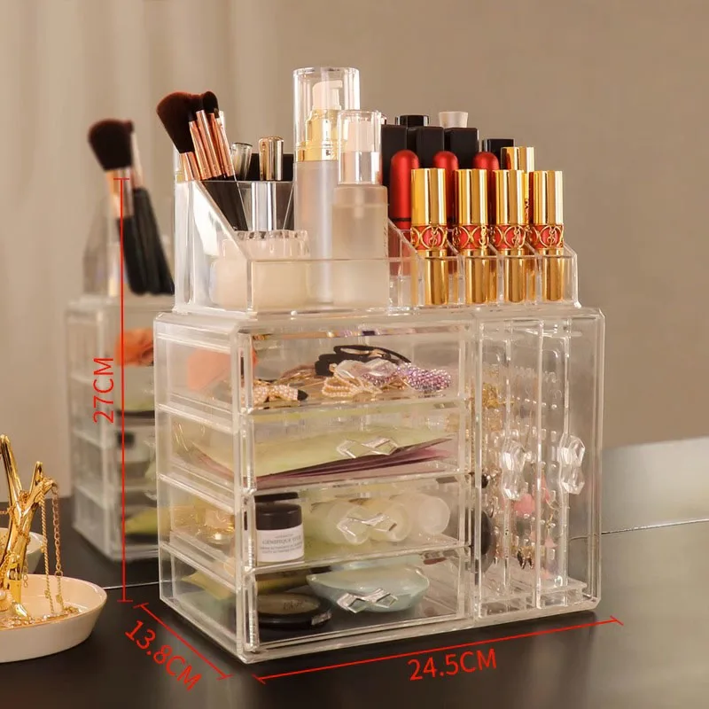 Plastic Jewelry Box Organizer Bracelet Earrings Jewelry Boxes Storage Ring Necklace Transparent Drawer Display Stand Accessories