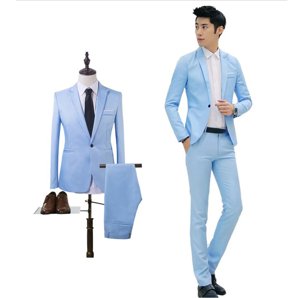 Blazer+Pants 2Pcs/set Men's Formal Blazer Jackets Coat Pants Tuxedos Wedding Slim Business Dress Suit Clothing Man mens suit
