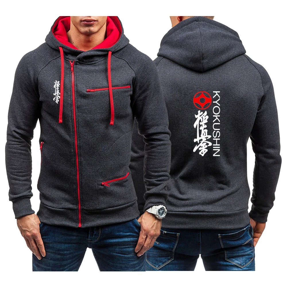 

2024 New Men Kyokushin Karate Spring and Autumn Comfortable Printing Harajuku Simplicity Four-color Zipper Sweatshirt Coat