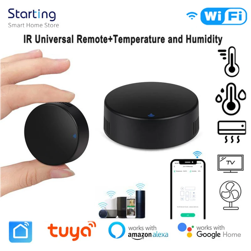 Telecomando Universale Smart Ir 3 In 1 Tuya Wifi Con Sensore Di Temperatura E Umidità Funziona Con Alexa E Google Home