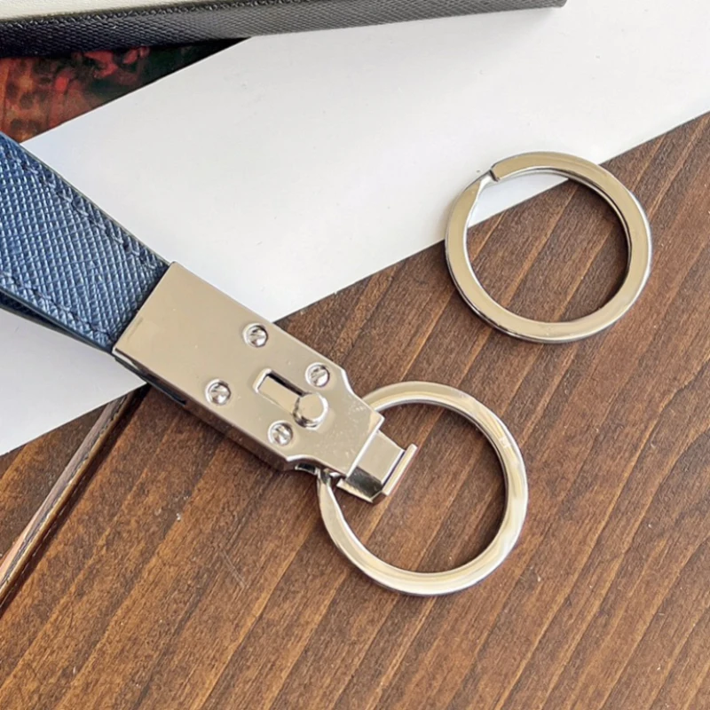 LJ2 Key Chain MB Keychain Made Of Imported Calf Blue Red Black Leather 316 Stainless Steel Removable Double Ring