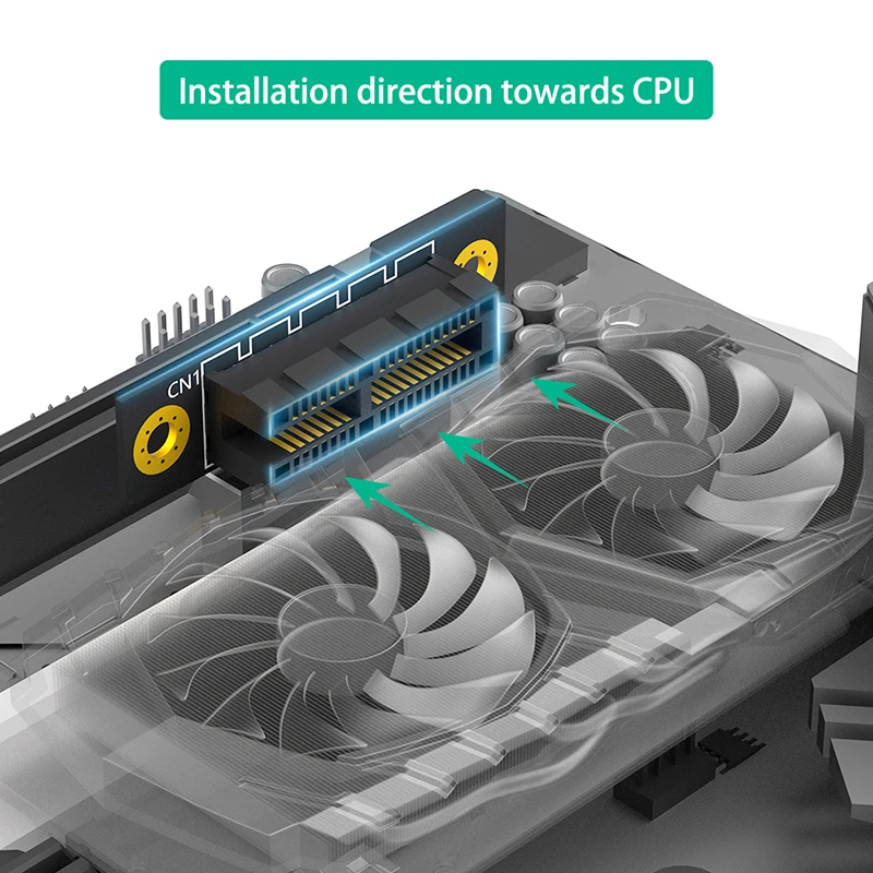 PCIE X1 3.0 90 도 역방향 수-암 라이저 카드, PCI 익스프레스 1X 에서 1X 변환기 어댑터 라이저 보드, 1U 서버 PC용, 20mm