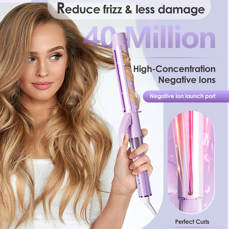 NOVUS 40mm Electric Professional Ceramic Hair Curler with Negative Ions Curling Iron Roller Curls Wand Waver Hair Styling Tools