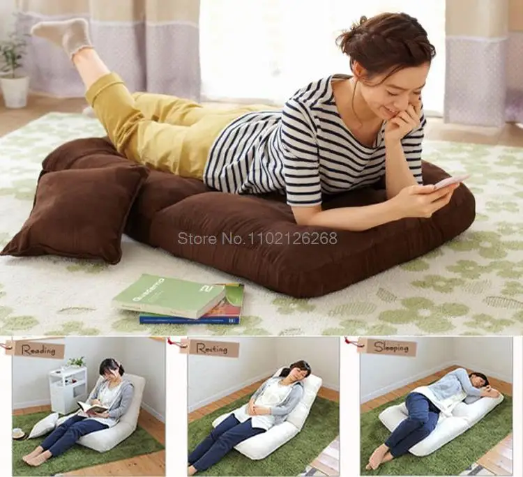Folding sofa chair tatami lazy sofa floor chair computer reading back soft seat bed with pillow Lounger Seat Pouf Japanese style