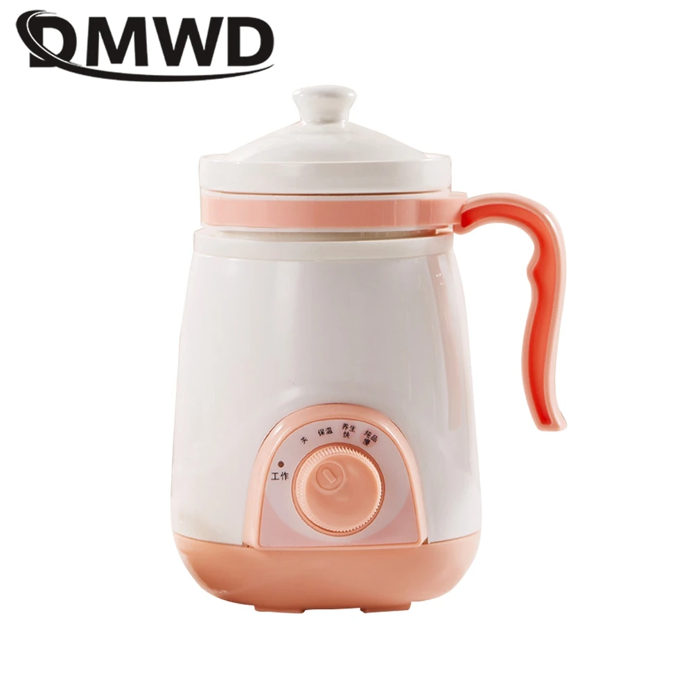 Dmwd 0.4L Mini Elettrico Fornello Lento 220V Stufato Zuppa Di Polenta Pentola Di Riscaldamento Del Serbatoio Di Ceramica Tazza Di Tè Teiera 3 Gear Tem