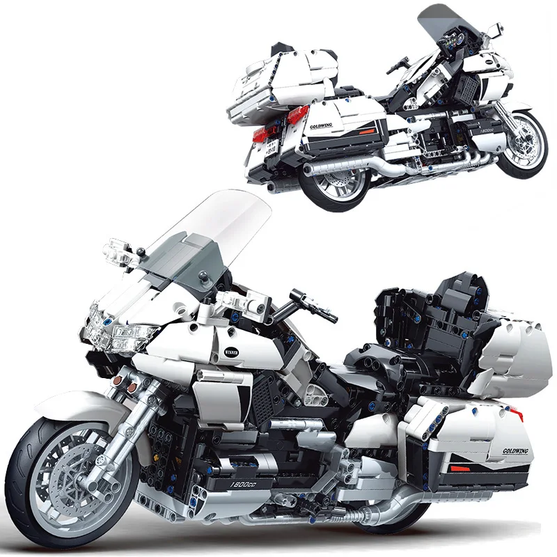 

1562PCS New Speed Champions Honda Gold Wing Motorcycles Building Blocks Bricks Touring Cars Motorbike Classic Models Toys Gifts