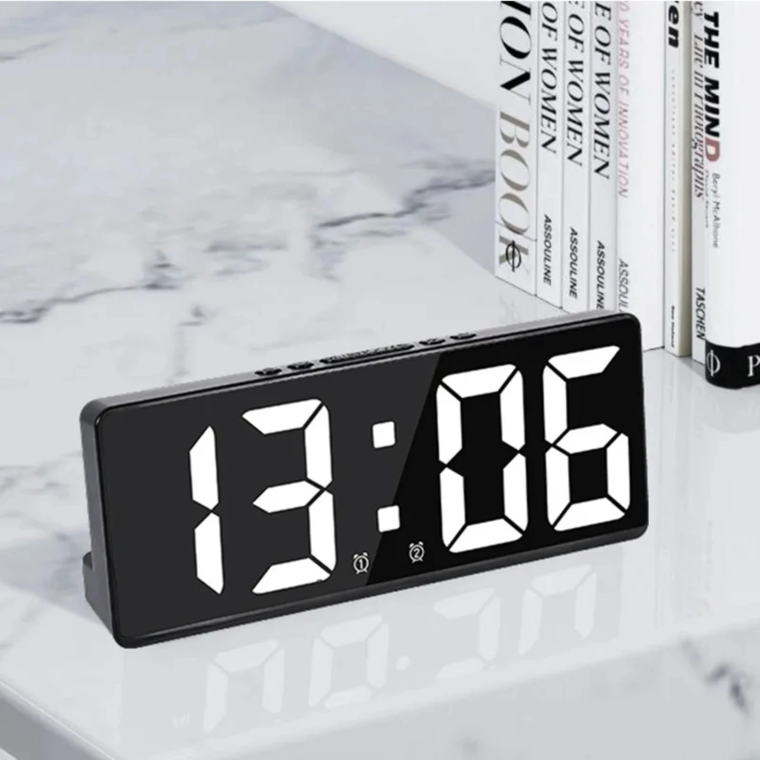 Two Sets of Minimalist  Alarm Clocks - Korean Fashion Style with Big  Digital Display  Bedrooms 2