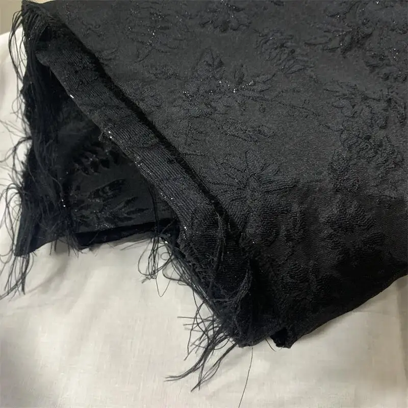 160m Width Three-Dimensional Weaving Silver Purple- Pink RoseBlack Flower Jacquard Craft Fashion Fabric DIY