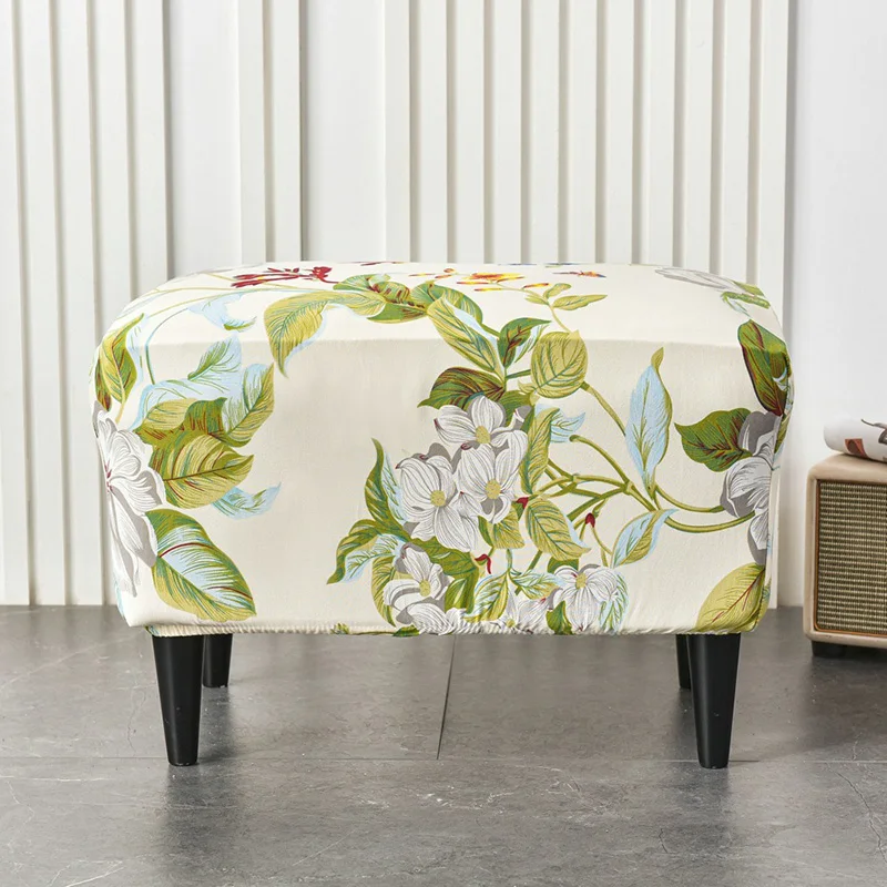 Ottoman Stool Covers Spandex Rectangle Stretch Stool Cover All-inclusive Footstool Sofa Footrest Slipcover Furniture Protector 3