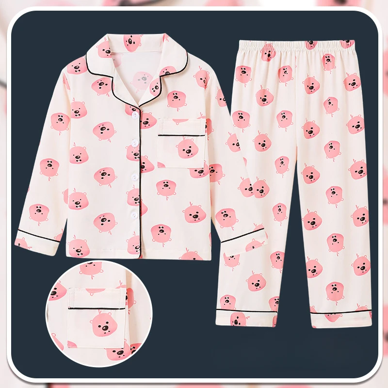 Kawaii Sanrio Children Pajama Sets Cardigan Comfortable Soft Breathable Night Clothes Boys Girls Suitable Housewear Autumn 4