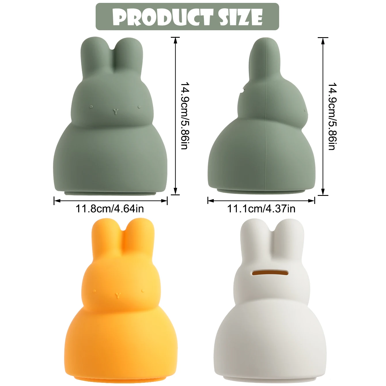1PCS Silicone Baby Piggy Bank Cute Rabbit Shape Baby Products Solid Color Coin Bank Practical Gifts For Boys And Girls