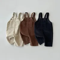 New Spring Toddler Baby Boys Girls Solid Corduroy Suspander Romper Soft Kids Basic Playsuit Jumpsuit Clothing 1