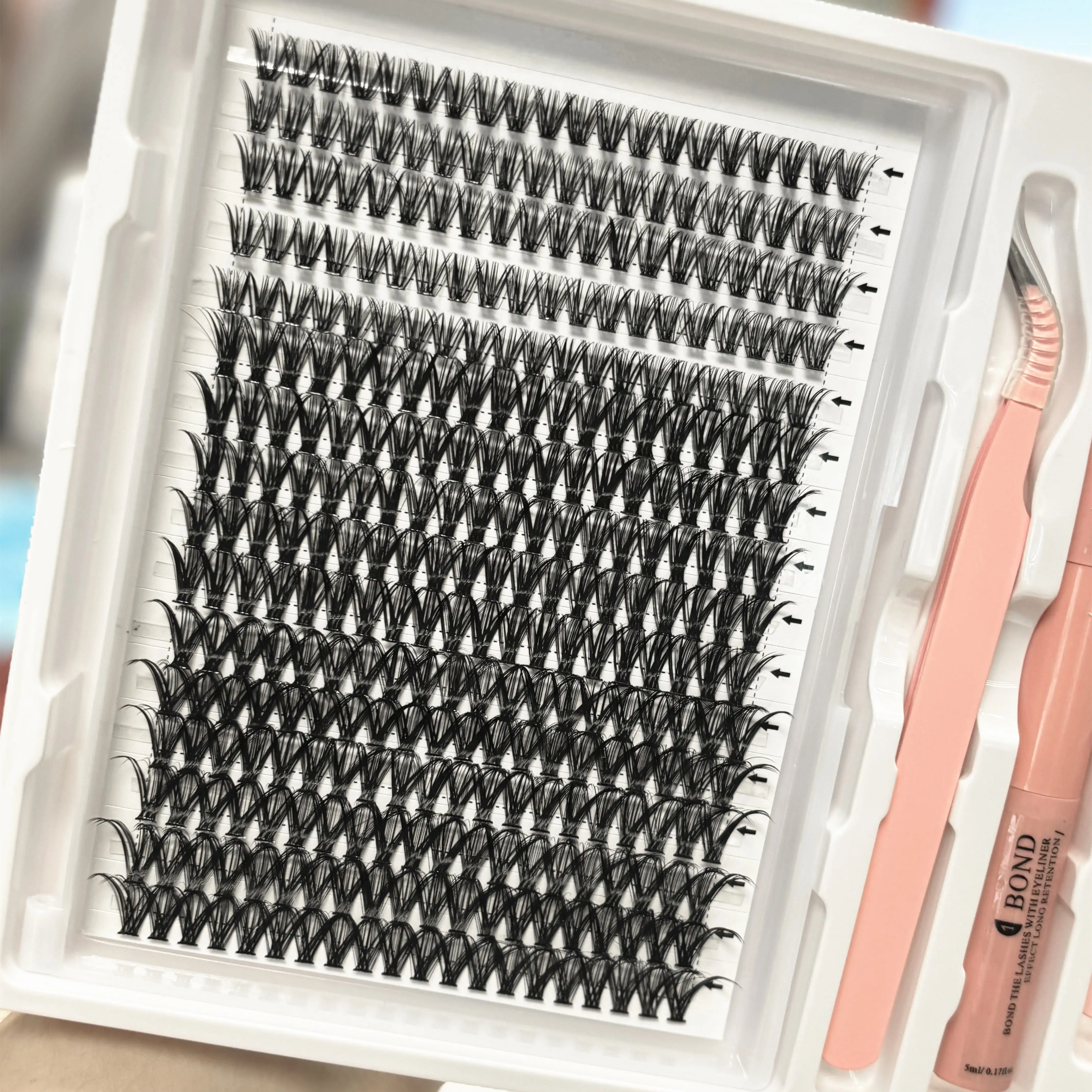 320PCS Clusters Eyelash With Bond and Tweezers Makeup Tools DIY Lashes Extension Kit for Lashes Waterproof Eyelashes Set Thick