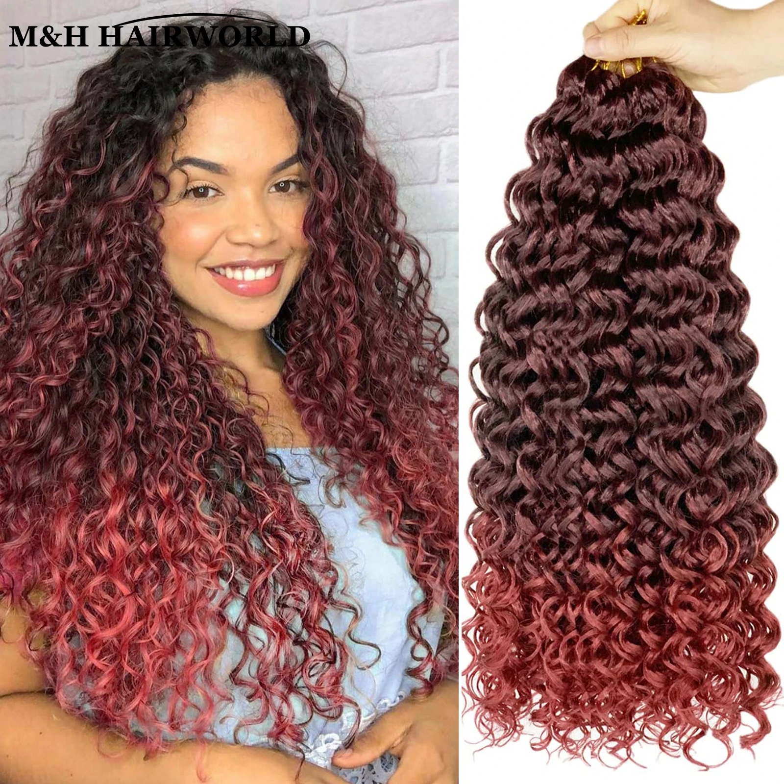 

Water Wave Crochet Hair Extensions For Women 18Inch Ombre Afro Kinky Braiding Hair Curly Crochet Braids Synthetic Extensions