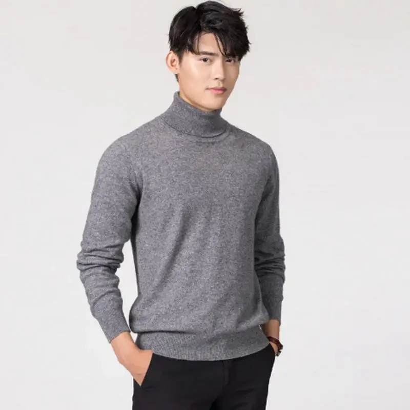 Cashmere Cotton Blend Turtleneck Men Pullovers Autumn Winter Daily Jumper Jersey Hombre Pull Homme Knitted Sweater