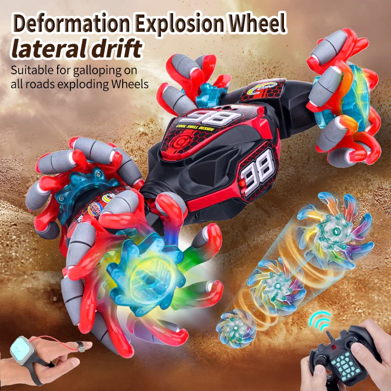 

The latest 4WD RC2.4G deformation explosion dazzling big wheel drift stunt gesture cross-country dance remote control racing