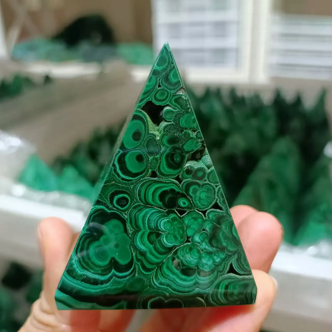 Natural Green Malachite Pyramid,Green Quartz Crystal,Malachite Ore Polishing Pyramid,Mineral Reiki Healing, Wealth 3