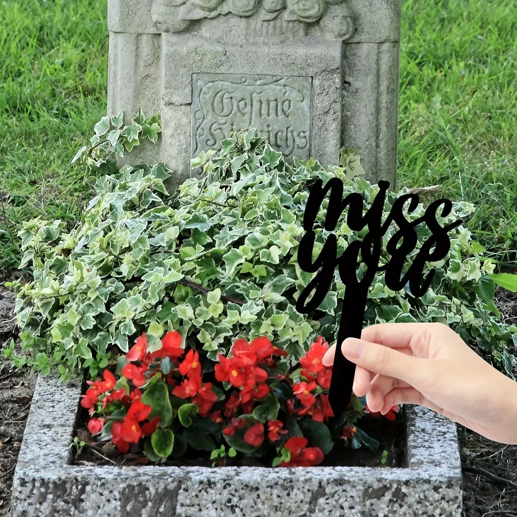 

CIFBUY Deco Miss You Sign Metal Memorial Stakes Outdoor Garden Metal Yard Decor Plug-in Metal Grave Stakes Memorial Plaque Outdo