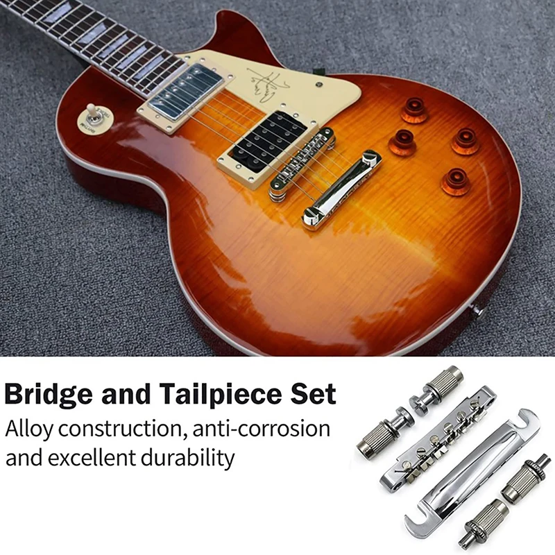 

1 Set Guitar Bridge Tailpiece Kit With Studs Upper Lower String Bridge Compatible For Les Paul Sg Electric Guitar