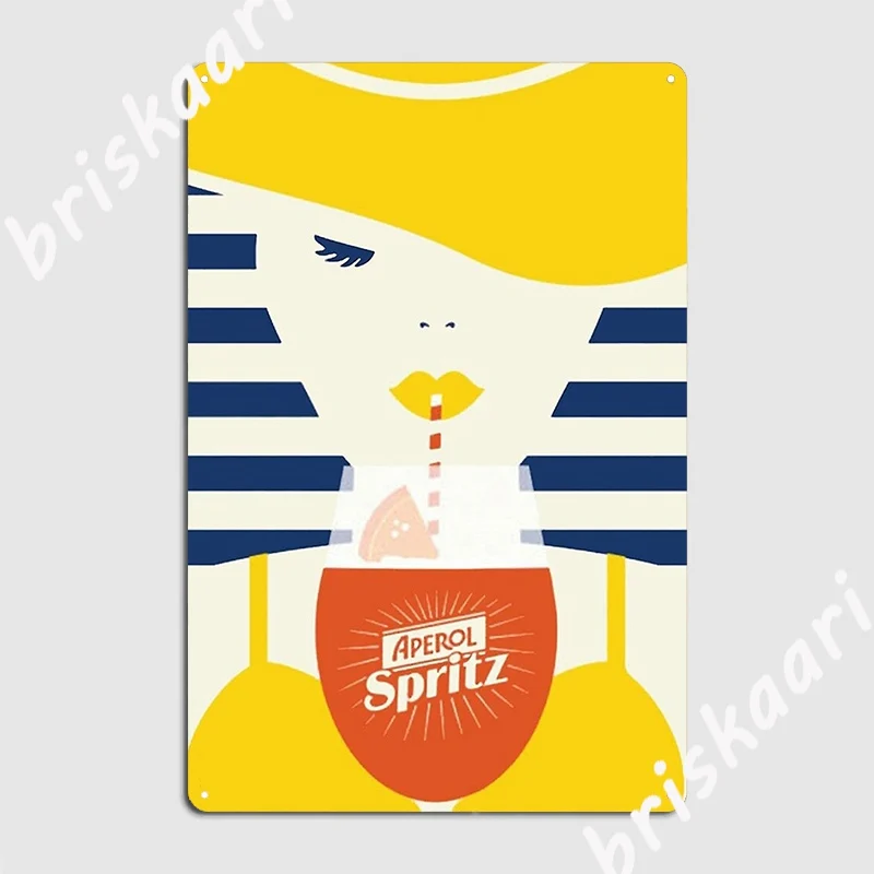 Ritratto Di Donna E Aperol Spritz Poster Metal Sign Retro Cinema Pub Wall Decor Tin Sign Poster