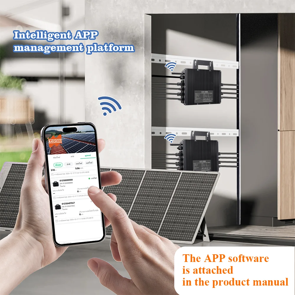 2000W IP67 Solar-Netzwechselrichter 26-60V DC mit integriertem WLAN 230 VAC für Smart Solar Grid Tie Mikro-Wechselrichter mit 12 Jahren Garantie – Detail 8