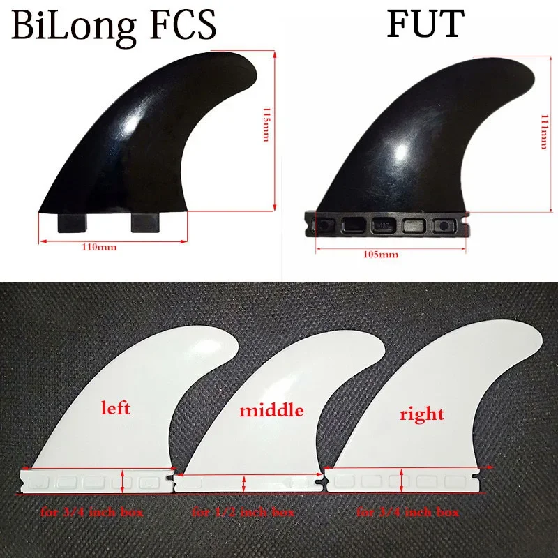 BiLong FCS Surfboard Fins High Quality Plastic Nylon+fiberglass Black White Quilhas Surf Fins M Size Thruster Surfing Fin surfboard fin