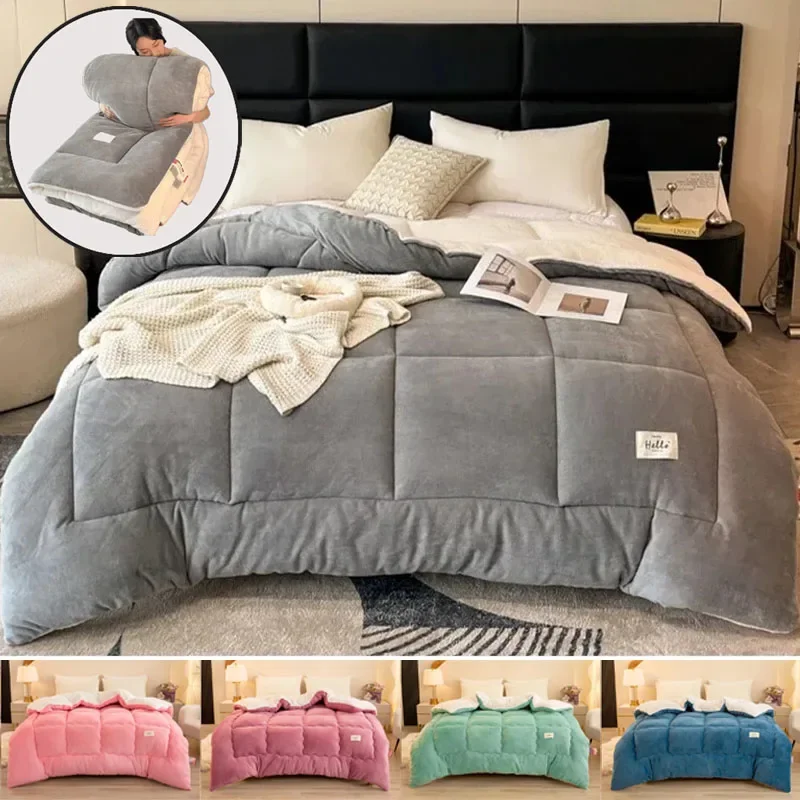 Piumino Invernale, Trapunta, Piumino Invernale Cashmere di Agnello, Lana Autunno E Inverno Trapunta Trapunta Trapunta Calda Peluche Calda Trapunta Invernale Trapunta Singola (Blu,180×220CM-4.5kg