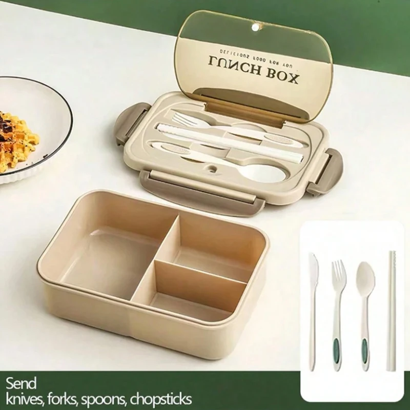 A Food Container for Lunch, a Set of Bento Boxes for Adults, with Utensils That Can Be Placed in the Microwave and Dishwasher - 3
