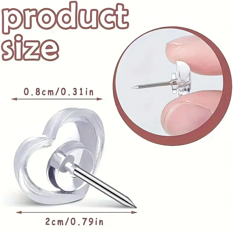 50/100/200 Pcs 푸시 핀 하트 모양 푸시 핀 게시판, 코르크 보드, 지도, 사진 및 문서 용 강력한 엄지 못